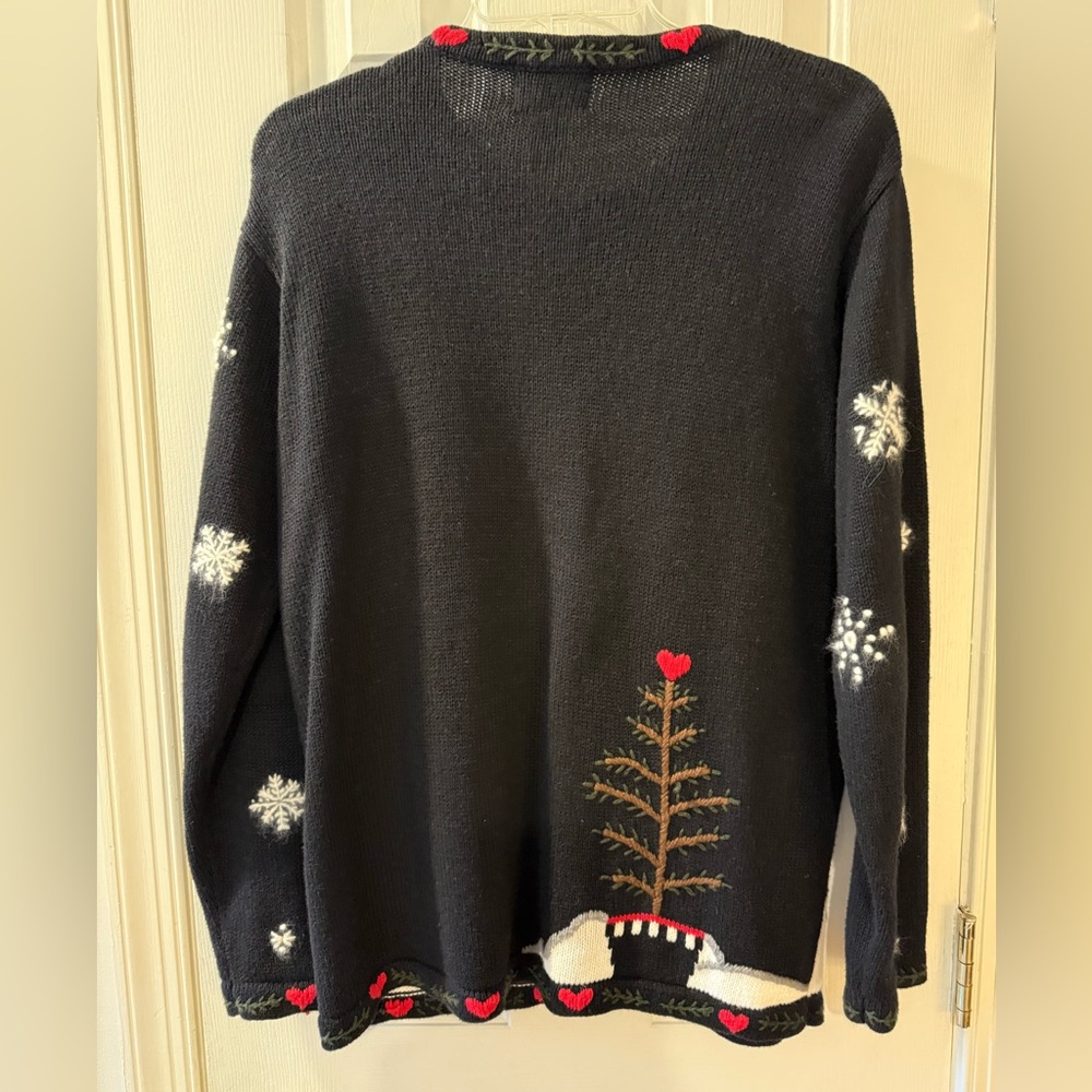 Quacker Factory Black Snowman Cardigan - Picture 3 of 6